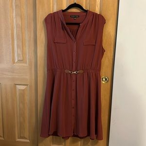 Always Indigo | Rust Sleeveless Dress with Gold Buckle | Size 2X